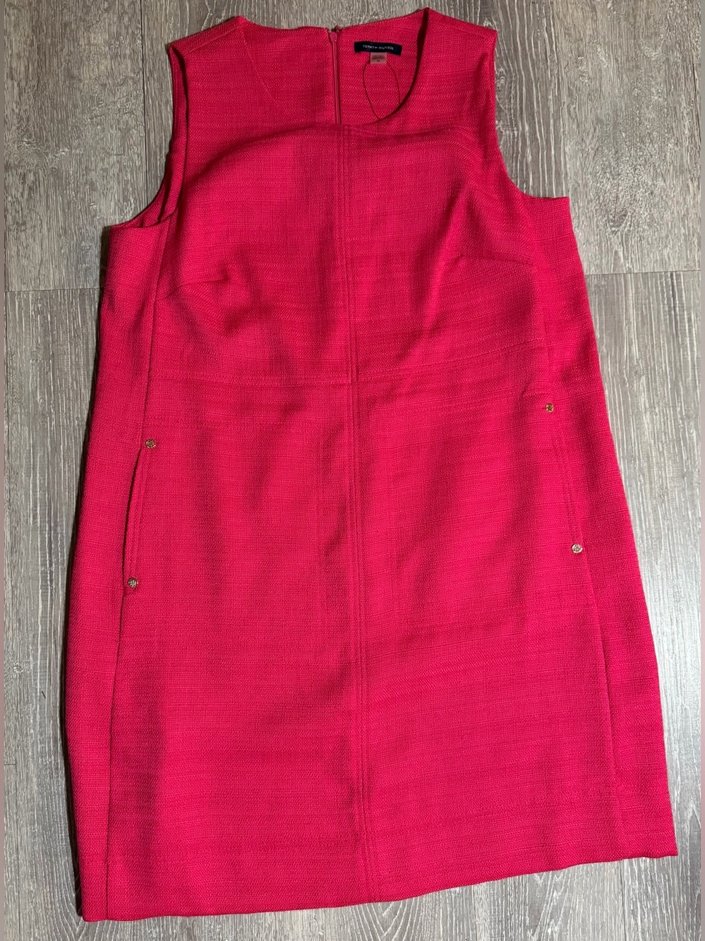 Tommy Hilfiger Women's Hopsack Weave A-Line Dress in magenta